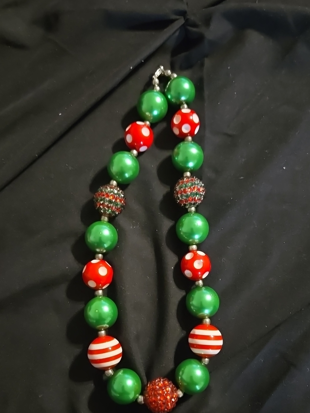 Festive Green and Red Bubblegum Bead Necklace